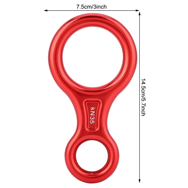 Utendørs Klatreutstyr 35KN Åtte-rings Hurtigfallanordning Klatrekarabin (rød)