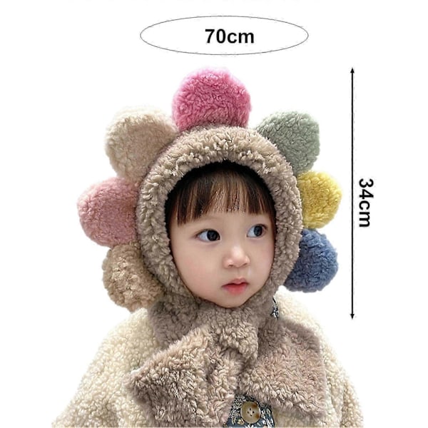 Hue-halstørklæde integreret børne efterårs- og vinter baby piger sød super sød koreansk version varm plus fleece stor blomst ørebeskyttelse hat