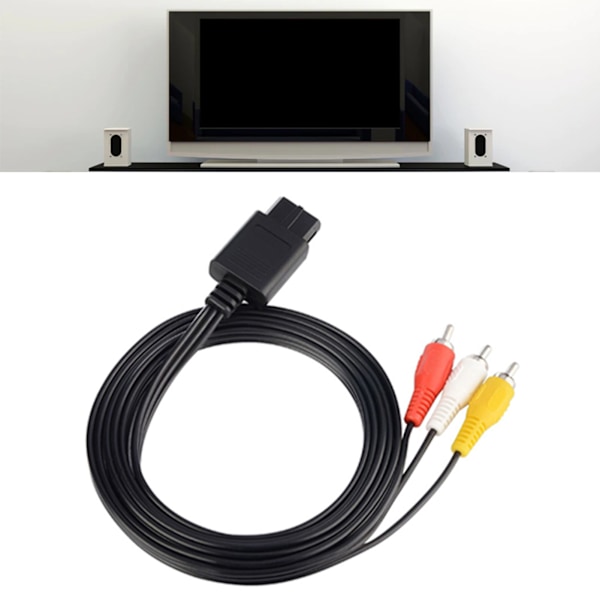 Standard AV-kabel 5,9 fod lang 3 farver Han Steel Copper Fleksibel Audio- og Videokabel til N64 NGC