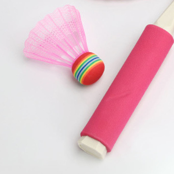 Badmintonsett for barn med stort nett, mykt grep og anti-skli håndtak - Rosa