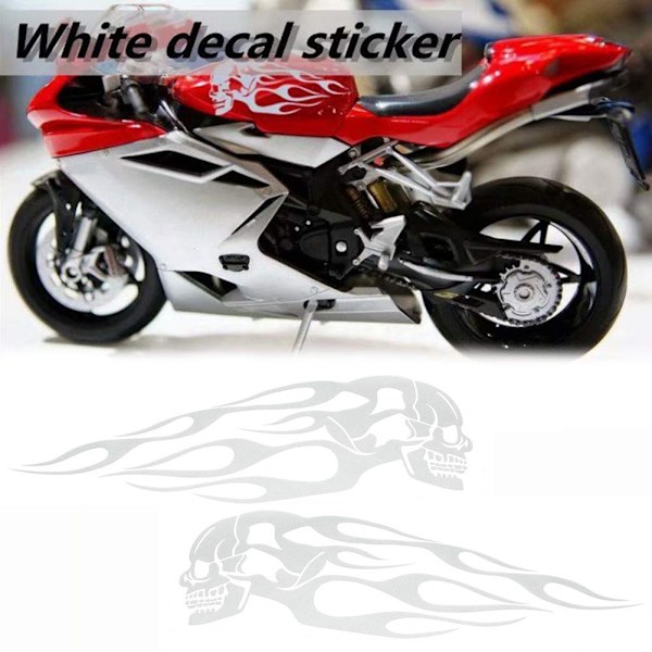 2 stk Universal Motorsykkel Bensintank Skjelett Flammer Badge Dekal klistremerker