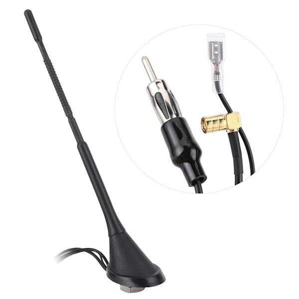 3-i-1 digital radioantenne med forsterker for DAB AM/FM bilradioantenne AntenneSMA Bend Head