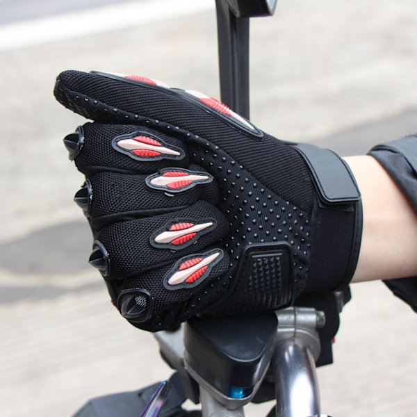 Motorcykelhandsker med hårde knoer Powersports Racing fuldfingrede anti-slip handsker til udendørs sport Rød XL