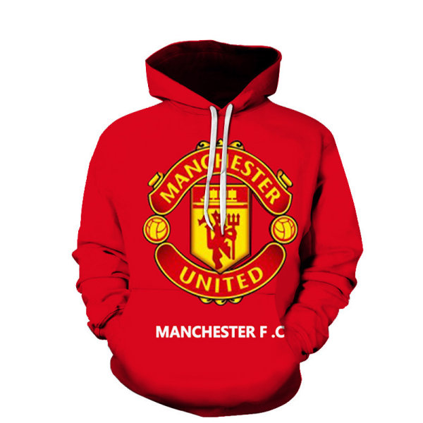 Manchester United huvtröja lös tröja 3D huvtröja unisex -AMS 2XL