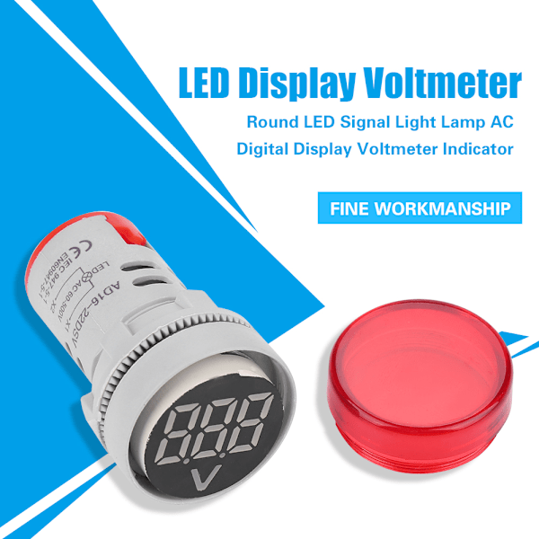 LED-spänningsindikator med digital display (röd)