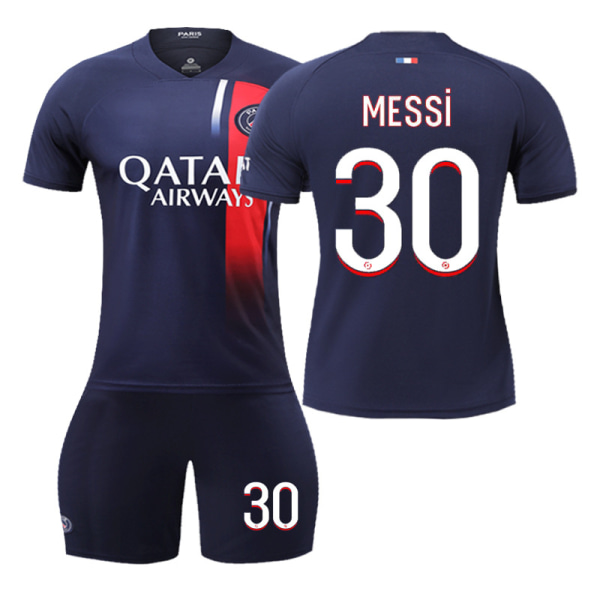 Paris Football Jersey Set Lasten Nuorten Aikuisten Mbappe/Messi/Neymar T-paita Jersey No. 30 20(110-120cm)