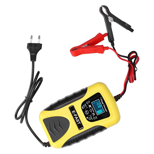 Automatisk batterioplader 7-trins 12V 7A LCD-skærm pulsreparationsfunktion til bilplæneklipper motorcykel EU 100-240V