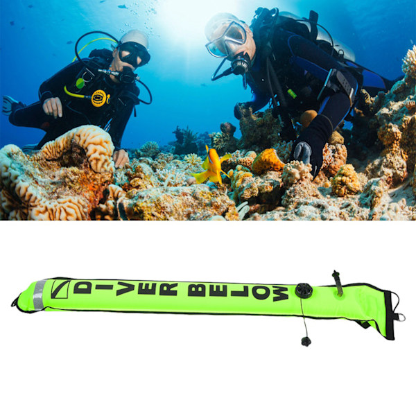 Højt Synlig 5FT Oppustelig Scuba Diving SMB Overflade Signal Markør Bøje - Fluorescerende Gul