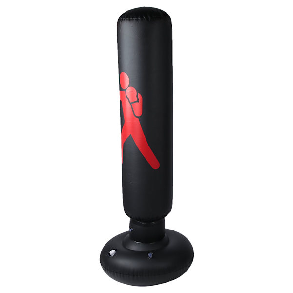 PVC 160cm Fitness Slagsäck för Vuxna och Barn Uppblåsbar Kolonn Tumlare Boxningssäck (svart)