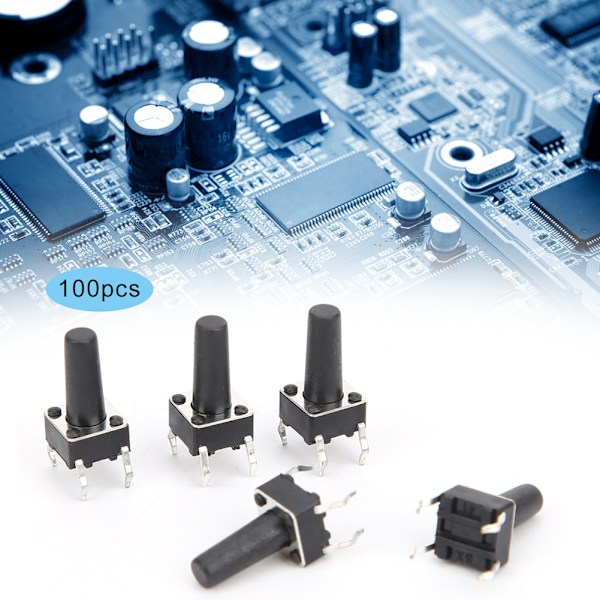 Kompakt 6x6 mm 100 stk Taktil Knapswitch - DIP, Momentan, DC12V