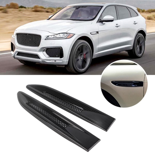 2 st kolfibertextur fender sidoluftventil utloppsskydd Passar för Jaguar XF XFL XE