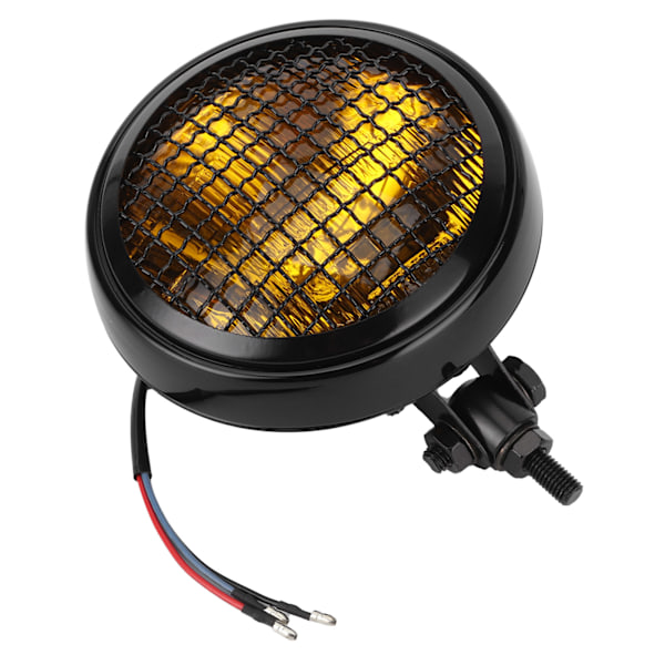Universal Motorsykkel Frontlys Amber Linse Retro Rund Lampe Med Grillbeskytter 120W 6in