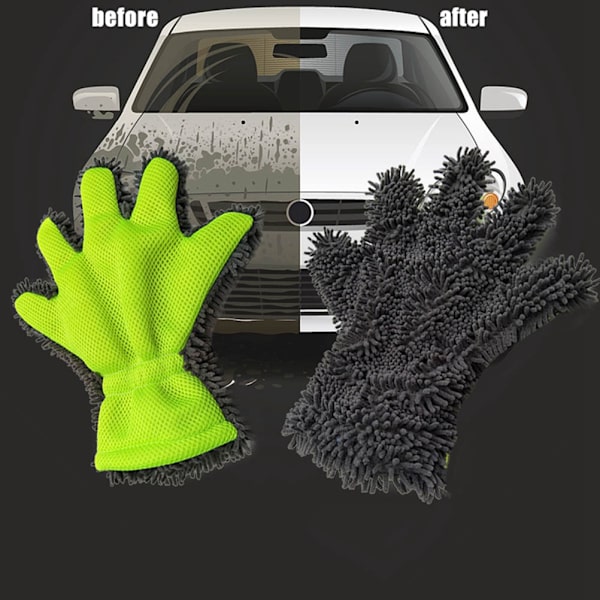 5 Finger Bilvaskehandske Mikrofiber rengøringshandske til bil og motorcykel vask tørrehåndklæder