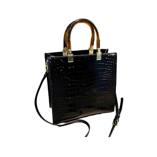 Handväskor i krokodilläder för damer, kuvertväskor, crossbody-väskor, axelväskor, tygväskor, lyxmode (svart) black