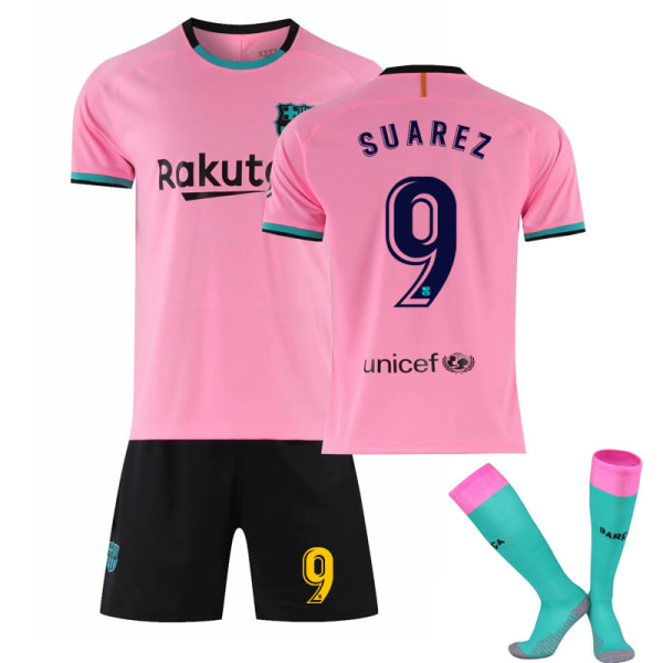 Barcelona Pink Away fotballdrakter sett nr. 9 med sokker 18