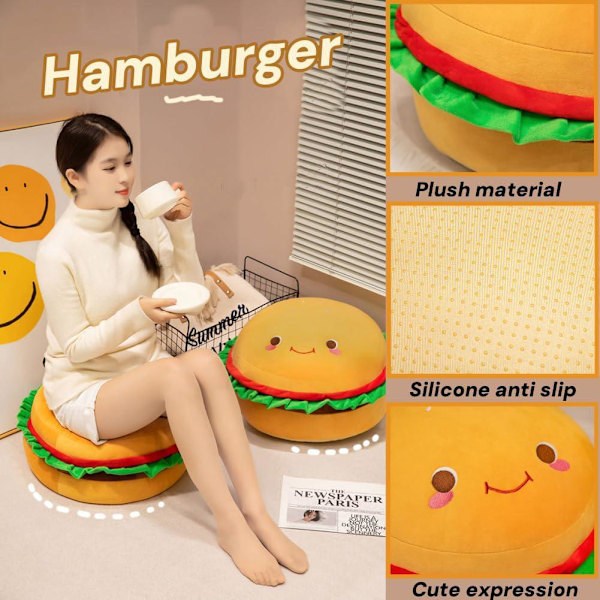 3D Simulation Cheeseburger Plys Pude Hamburger Fyldt Pude Fluffy Hamburger Pude Børneværelse Skole Klasseværelse Sofa Dekoration