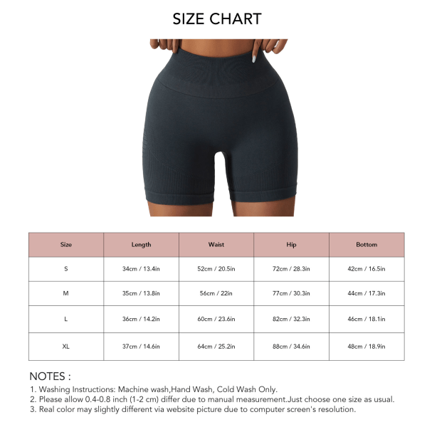 YJ Damlöpar Yoga Shorts Tummy Control Sömlös Stickad Hög Midja Rumpa Lyftande Träning Träning Korta Leggings Mörkgrå 12/L