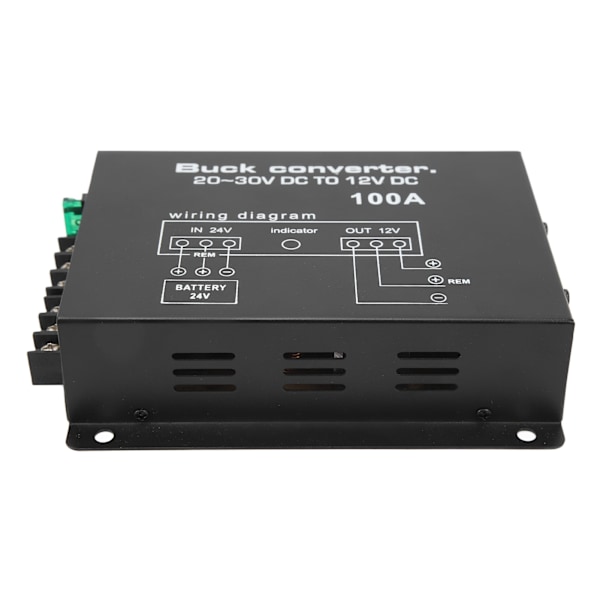 Svart bilströmomvandlare 100A höghållfast övertemperaturskydd DC 24V till 12V omvandlare för bilkylskåp