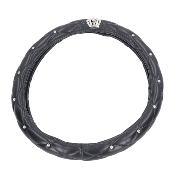 Bilrattskydd PU-läder Söta dekorationer Universal Fit Rattskydd Svart 38cm