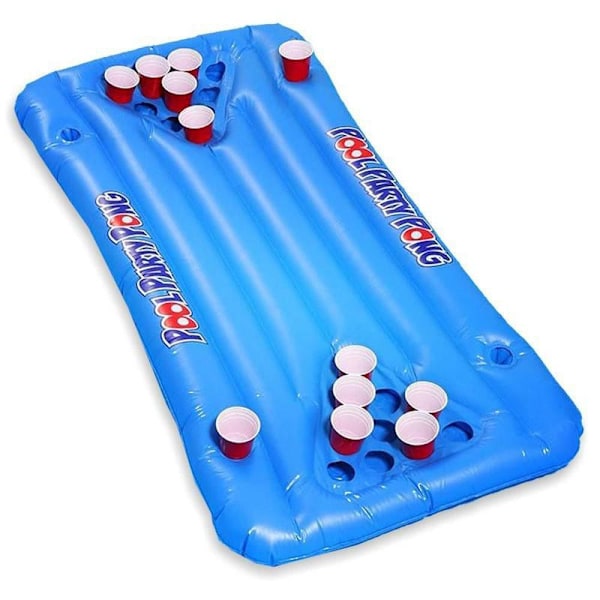 Blå Kopp Hål Boj Vuxen Uppblåsbar Poolmatta, Uppblåsbar för att Spela Flytande Poolbordsspel 150*58 cm