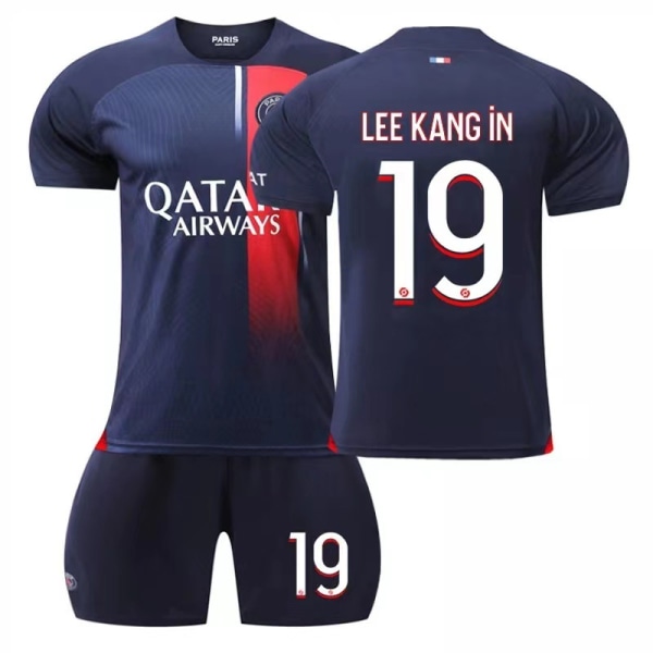 Paris fodboldtrøjesæt Børn Ungdom Voksen Mbappe/Messi/Neymar T-shirttrøje No. 19 22(120-130cm)