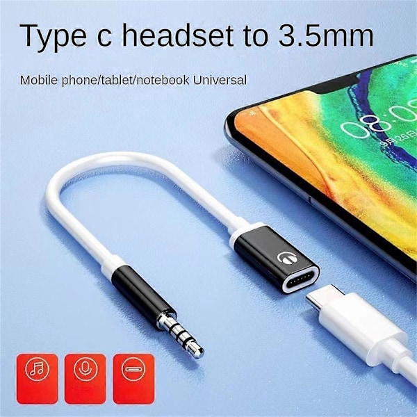 3,5 mm han til Type-C hun hovedtelefonkonverter flad adapter simulerer rund S5J7