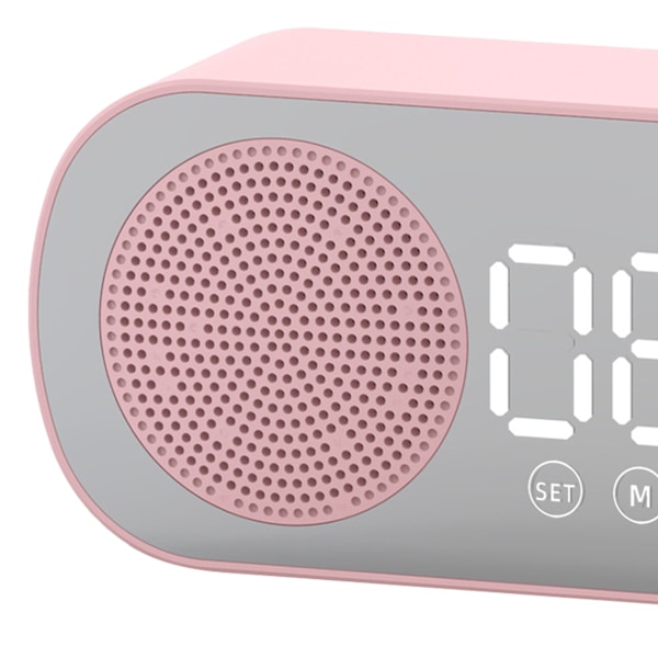 Bluetooth Högtalarklocka Multifunktionell Smart Digital Spegel Väckarklocka för Hem Skola Kontor Engelsk Version Z7 Rosa