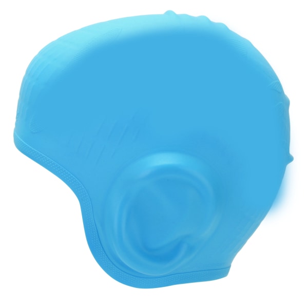 Waterproof Silicone Swimming Cap with Ear Protection 3D Strong Elasticity Long Hair Swimming Hat for AdultsLight Blue