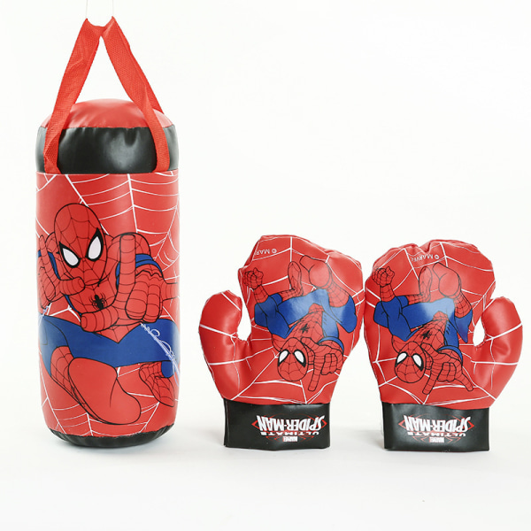 Sett Spiderman Printing Stress Relief Pvc Dekompression Boxsäck Handskar for barn-røda -a