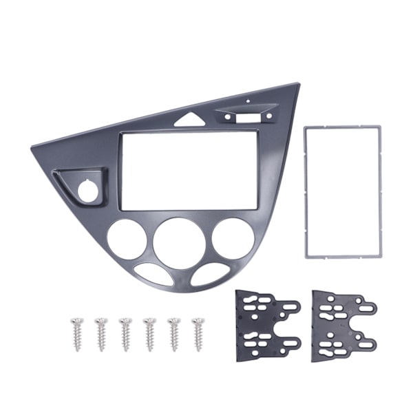 2DIN Ljud CD DVD Panel Dashboard Dekoration Plug and Play Ersättning för Focus 1998-2006 Silver Grey