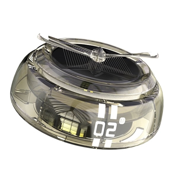 Billuftfräschare Solenergi Autorotation Propeller Design Stark metall Bil Aromaterapi Diffusor för fordon Transparent