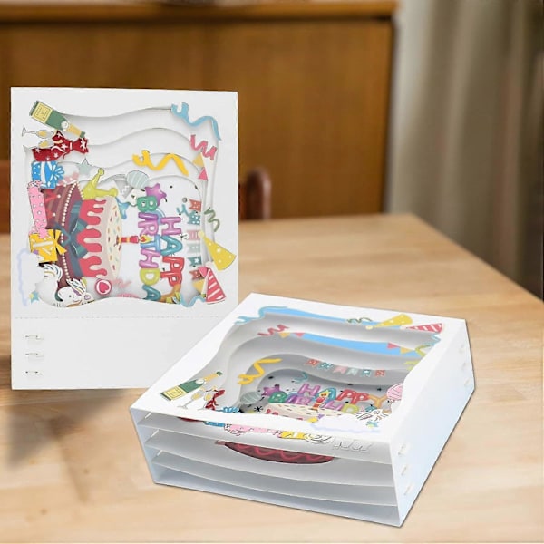 3D Pop-up -onnittelukortti (Syntymäpäivälahjapakkaus), syntymäpäiväkortti, värikäs käsintehty juhlakortti kirjekuorella vanhemmille