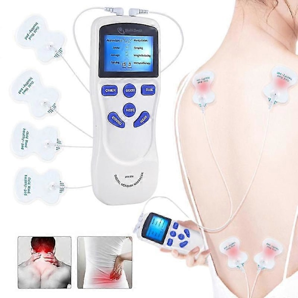 Elektrisk TENS-maskin Enhet Puls Muskelstimulator Massasjeapparat Fysioterapi Smertelindring Wit