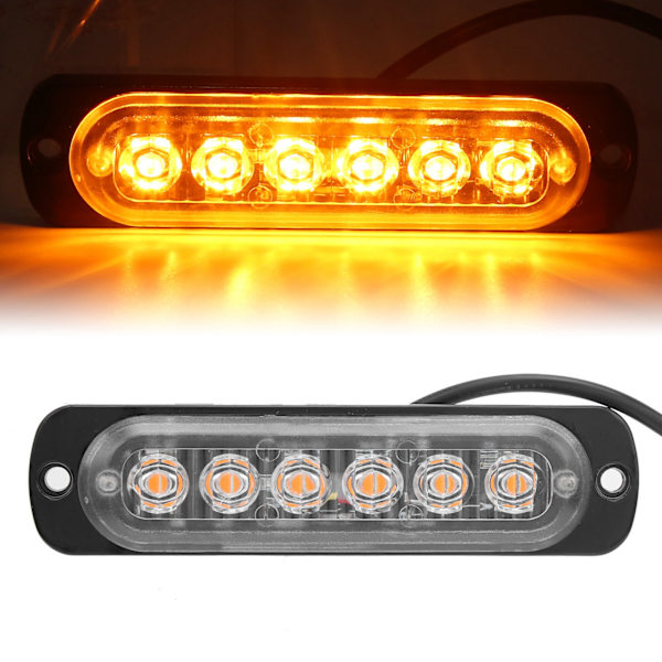 Blitzlys nødblinkende advarselssignallampe 12V 6LED gul belysning til lastbil bil motorcykel