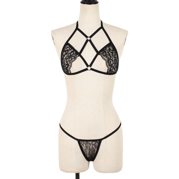 Dam Lingerie Set Fashionable Attraktiv Mjuk Hudvänlig Spets Lingerie BH och Trosor Set för Smekmånad Alla hjärtans dag BH och Trosor XL