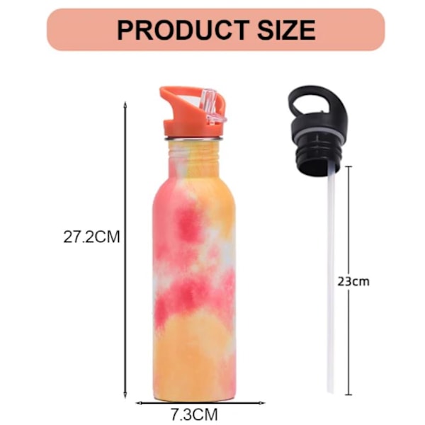 750 ml enkeltlags rustfrit stål kreativ kop tie-dye med sugerør udendørs sport kedel notesbog bærbar vandkop