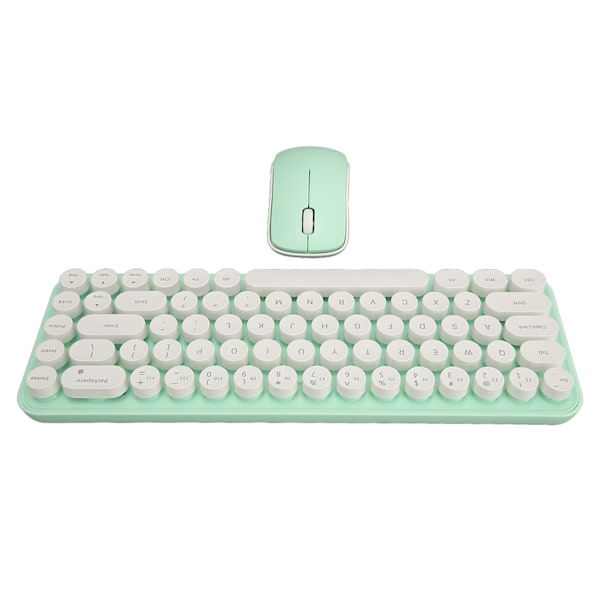 Trådlöst tangentbord och mus-set Mini Bärbar Retro Tyst 2.4G Trådlöst 68 Tangenter Kontorstangentbord Mus-set Vit Grön
