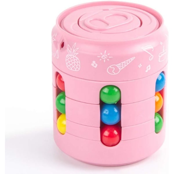 1 kpl Magic Bean Pyörivä Kuutio Dekompressiovaaleanpunainen lelu, Fidget Toy Finger Cube palapelilelu, Kädessä pidettävä Spinner Stressiä lievittävä sormenpäälelu