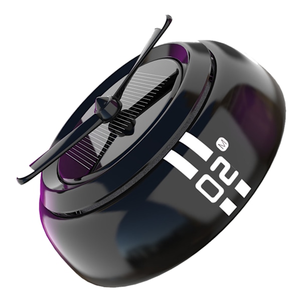 Billuftfräschare Solenergi Autorotation Propeller Design Stark metall Car Aromaterapi Diffusor för fordon Svart