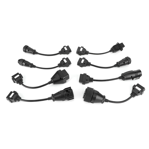 8st Truck OBD2 Connector Förlängningskablar Auto Diagnostic Tool Full Set Svart DC 12V