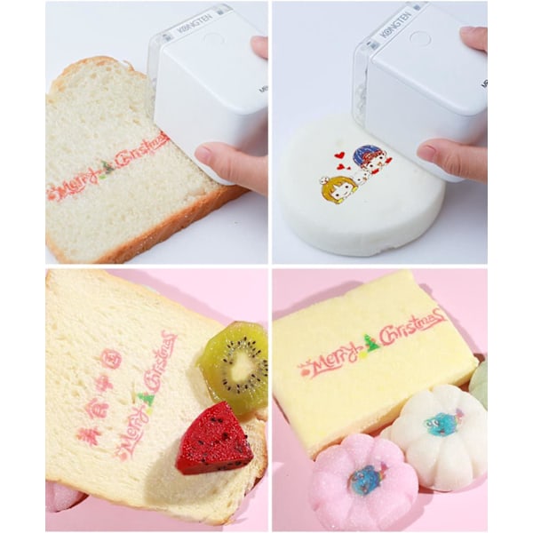Bærbar WIFI DIY Etikettskriver Blekk Kakeprinter Farge Mini Håndholdt Mat Brød Macaron Printer Kaffe Frukt Kjeks Cookie Printer