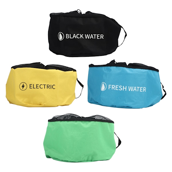 Förvaringspåsar för husbilsslangar Multifunktionella husbilstillbehör Väska för avloppsslangar Fresh Black Waterslangar Elsladdar 4 lager