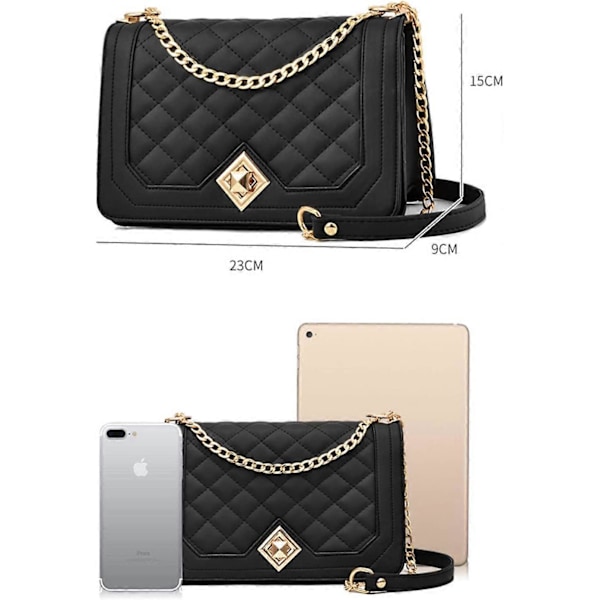Crossbody Väska Dam Liten Axelväska Dam PU Läder (Svart)