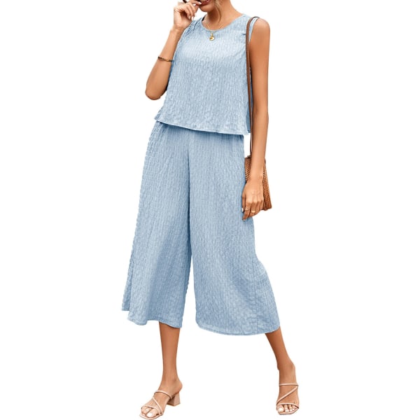 Women's Jumpsuit Sleeveless Pure Color Loose Casual Spring Summer Wide Leg Jumpsuit for Daily Wear Work School M Blue