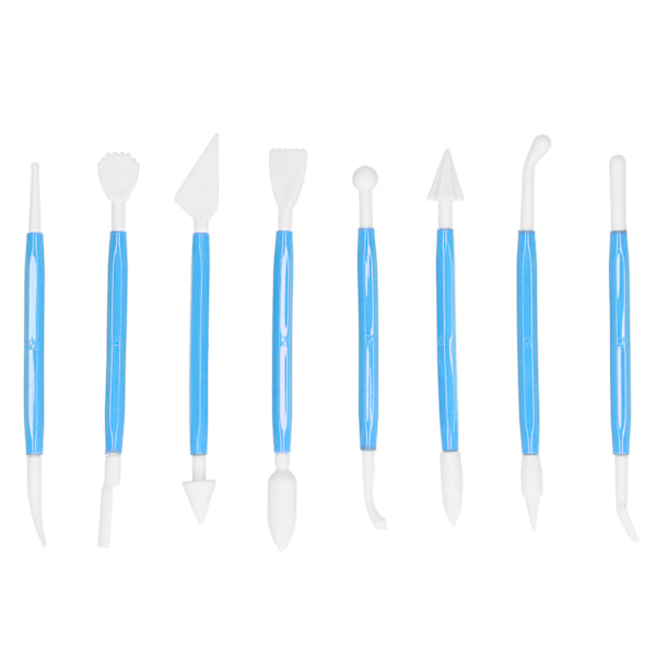DIY Fondant-työkalusarja leipomoon - 8 osainen veistotyökalu ja suklaan koristelu muottisetti (sininen)