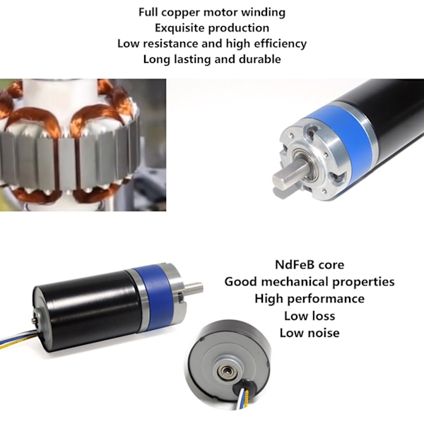 Hög torsion Lågt brus 36MM metallväxel borstlös DC-motor 12V (60RPM)