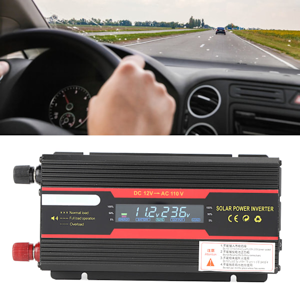 1000W bilspenningsomformer transformator 12V til 110V LCD-skjerm