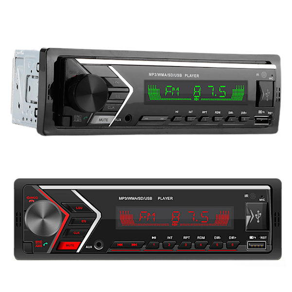 12V autostereo MP3-soitin Kaksois-USB Bluetooth FM-ääniradiokortti Kaukosäädin Väritaustavalo