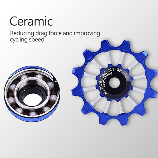 MEIJUN Keramik Leje Aluminiumlegerings Cykel Bagskifter Trinse Guide Hjul (Blå)