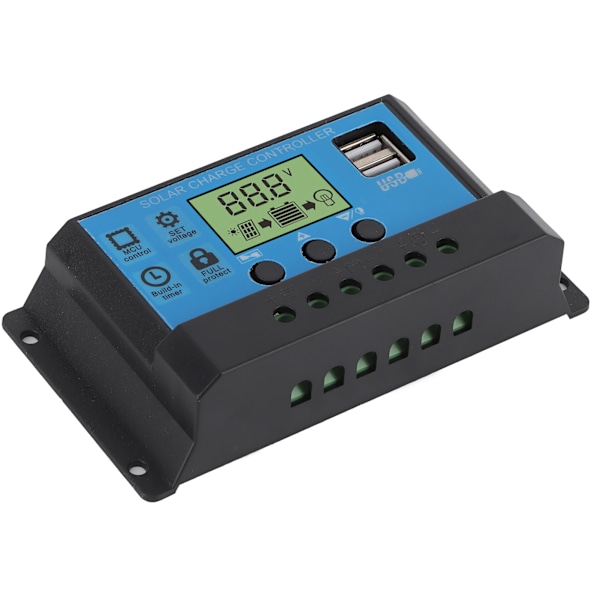 12V 24V Solcelleladnings- og -afladningsstyring PWM LCD-display Dobbelt USB-udgang Regulator til Hjem Industribil 20A